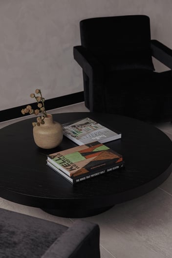 Coffee table with books and decor