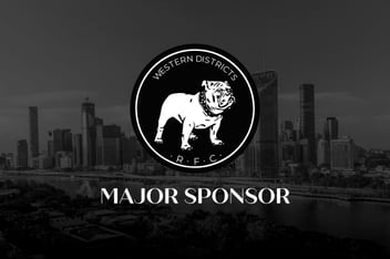 major sponsor text on a black background with the wests bulldogs logo